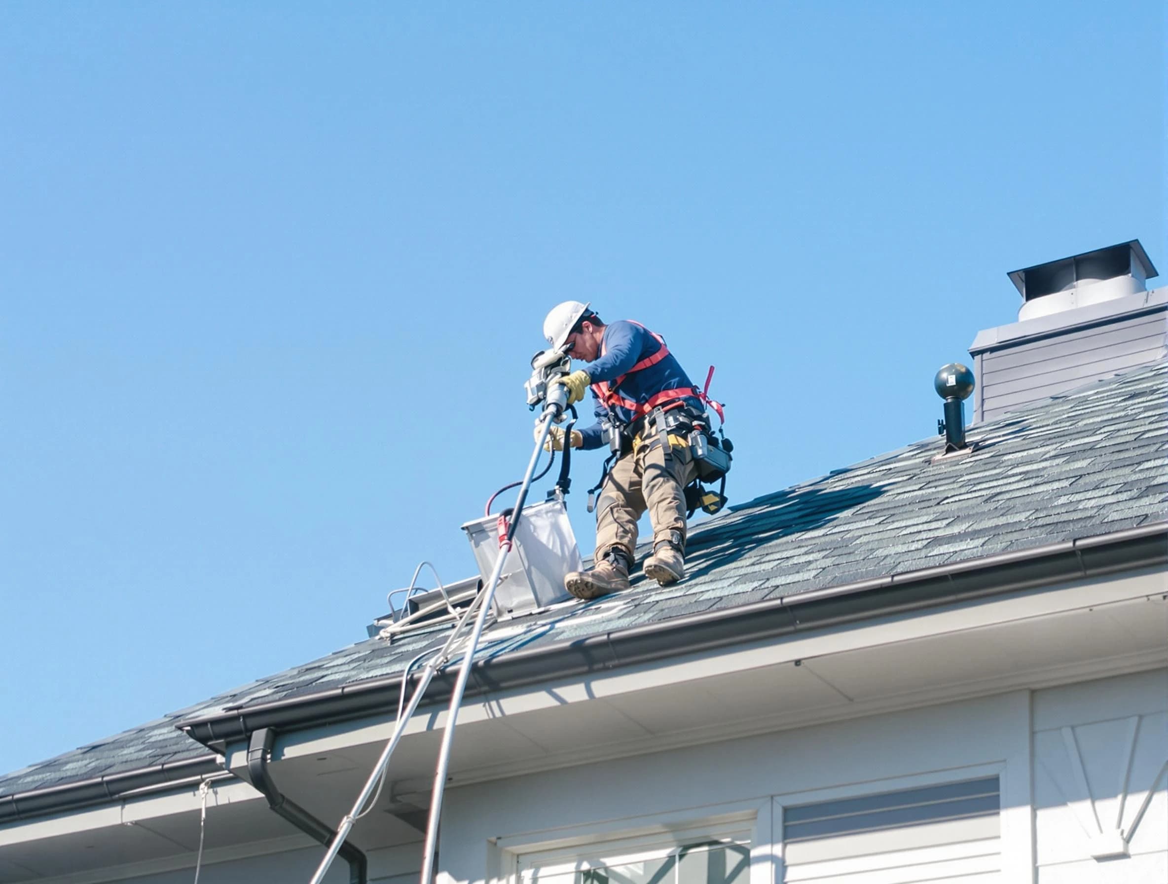 Niwot Dryer Vent Cleaning certified technician cleaning a roof-mounted dryer vent system in Niwot