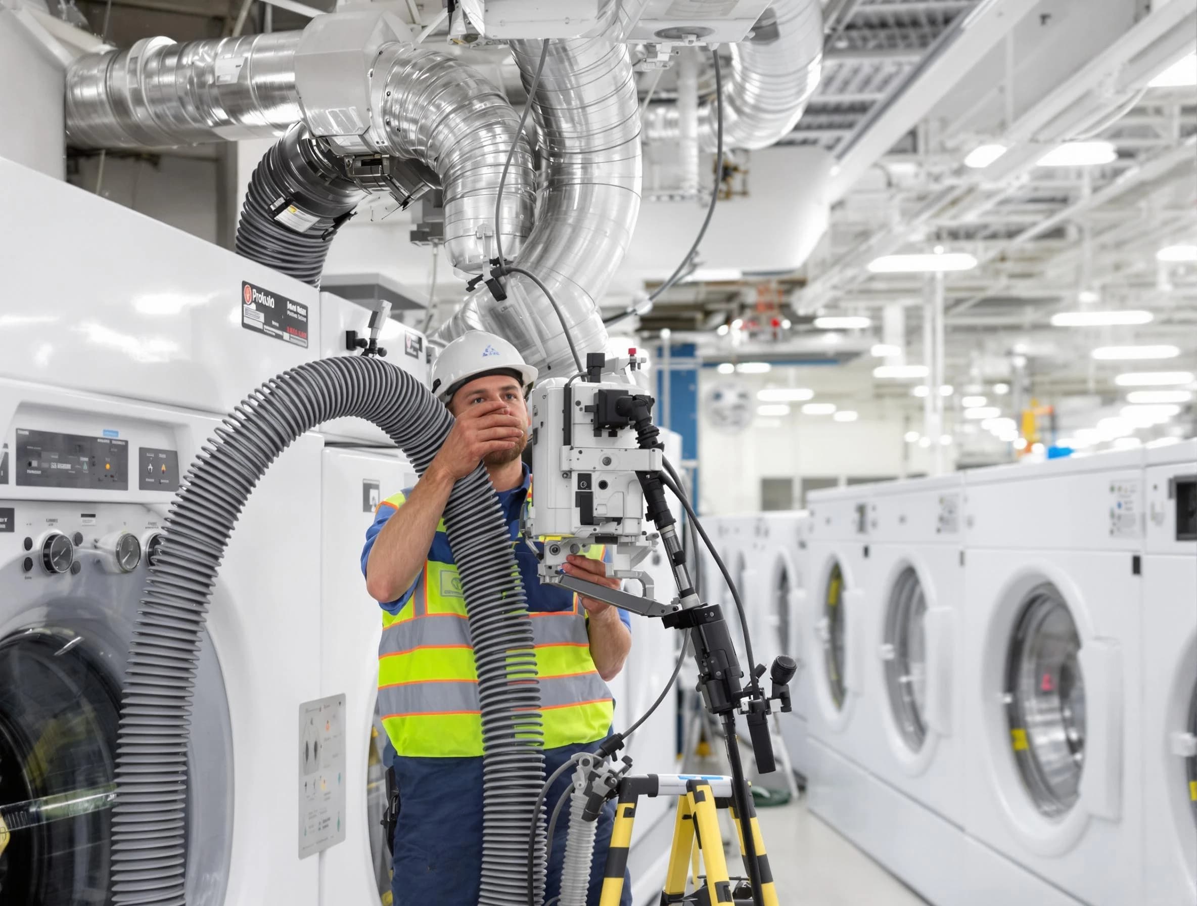 Niwot Dryer Vent Cleaning team performing commercial-grade dryer vent cleaning at a business facility in Niwot