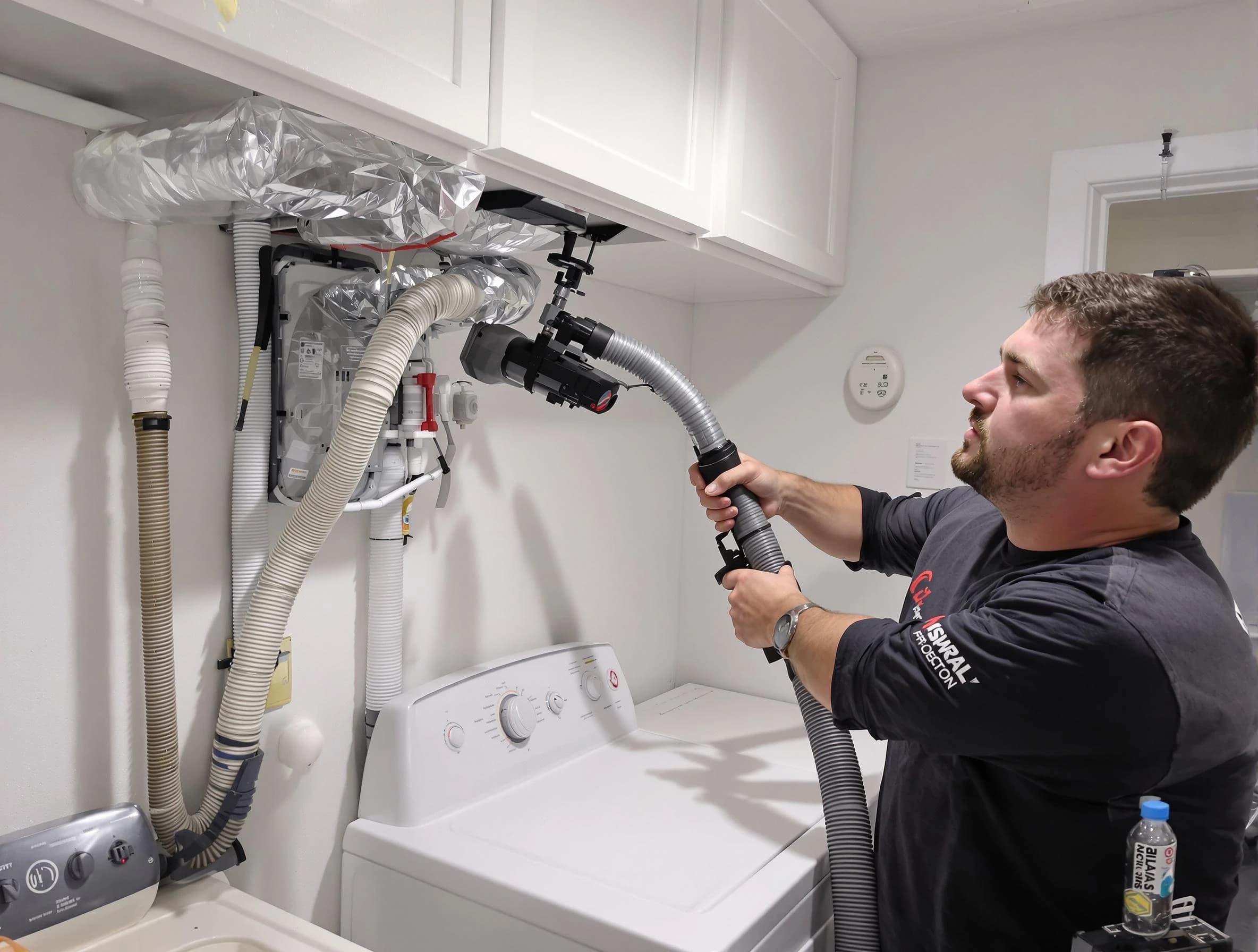 Niwot Dryer Vent Cleaning certified technician performing safety-focused gas dryer vent cleaning in Niwot