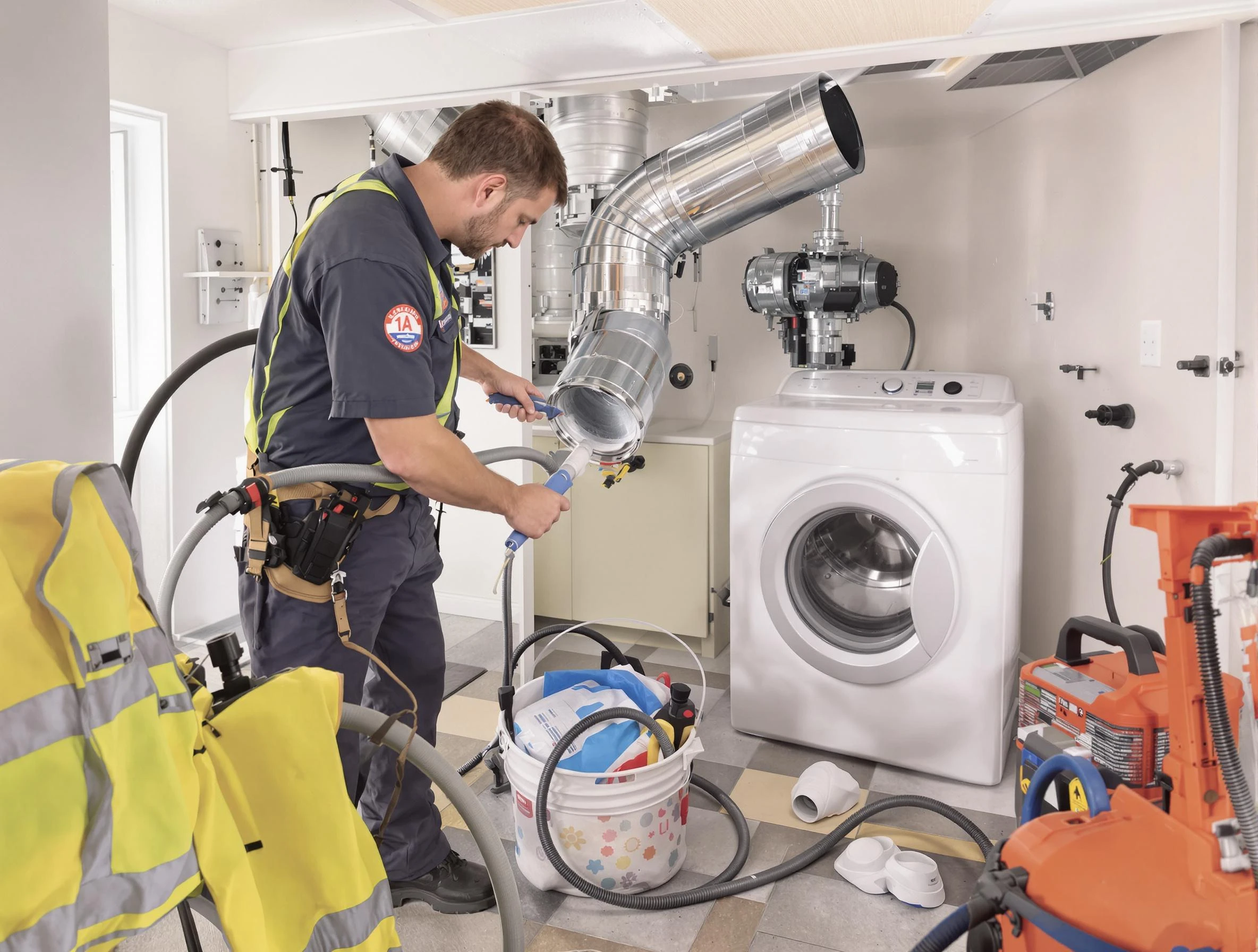 Niwot Dryer Vent Cleaning technician using specialized equipment to clear severe dryer vent blockage in Niwot